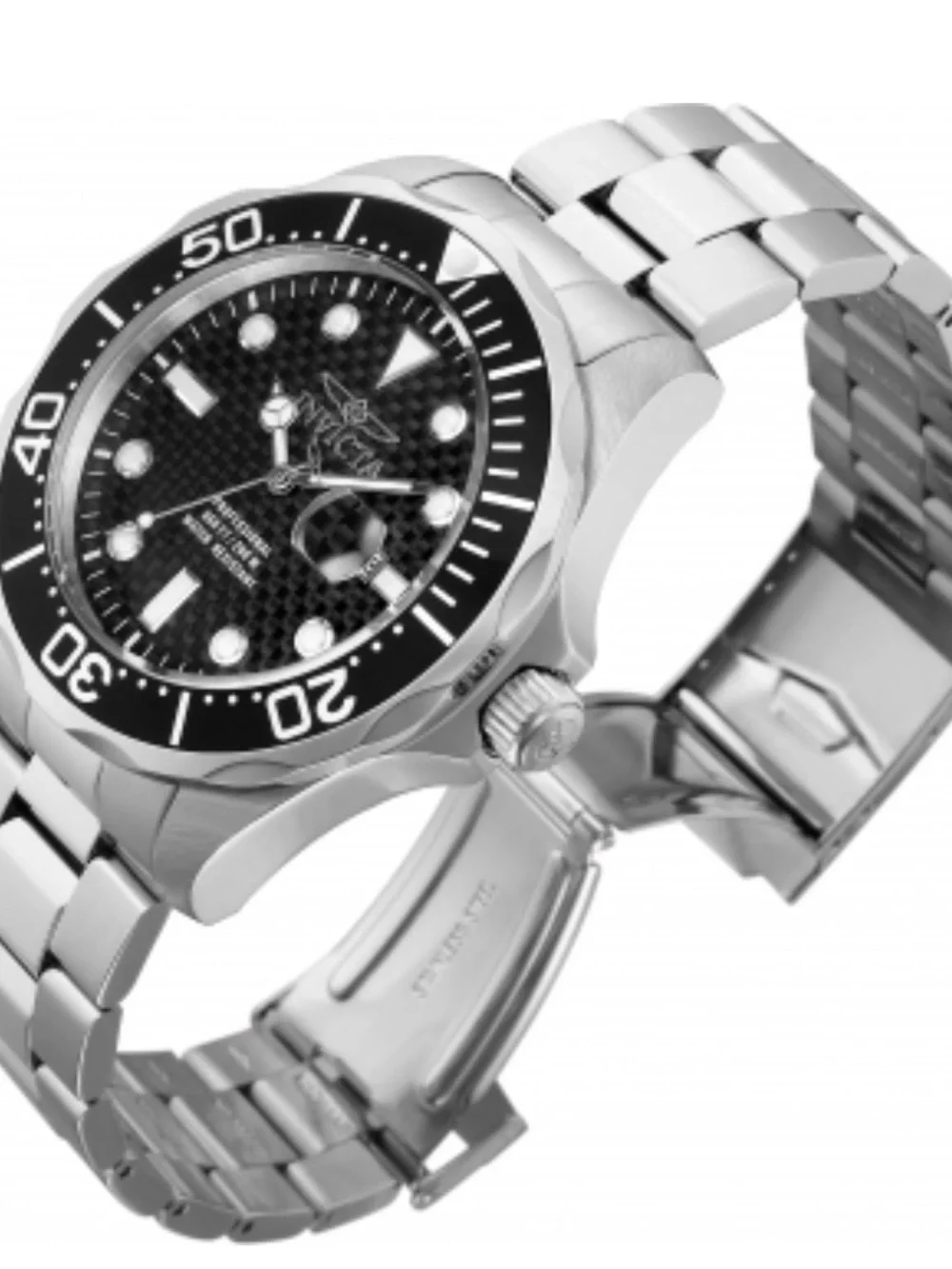 Invicta Silver Watch with Black Dial and Bezel